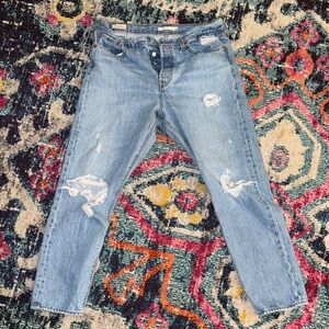 Casual Distressed Blue Boyfriend Jeans